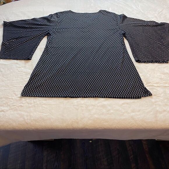 JM Collection Black With Silver Accents Flared Sleeve Tunic/Dress Size Large - Picture 2 of 13
